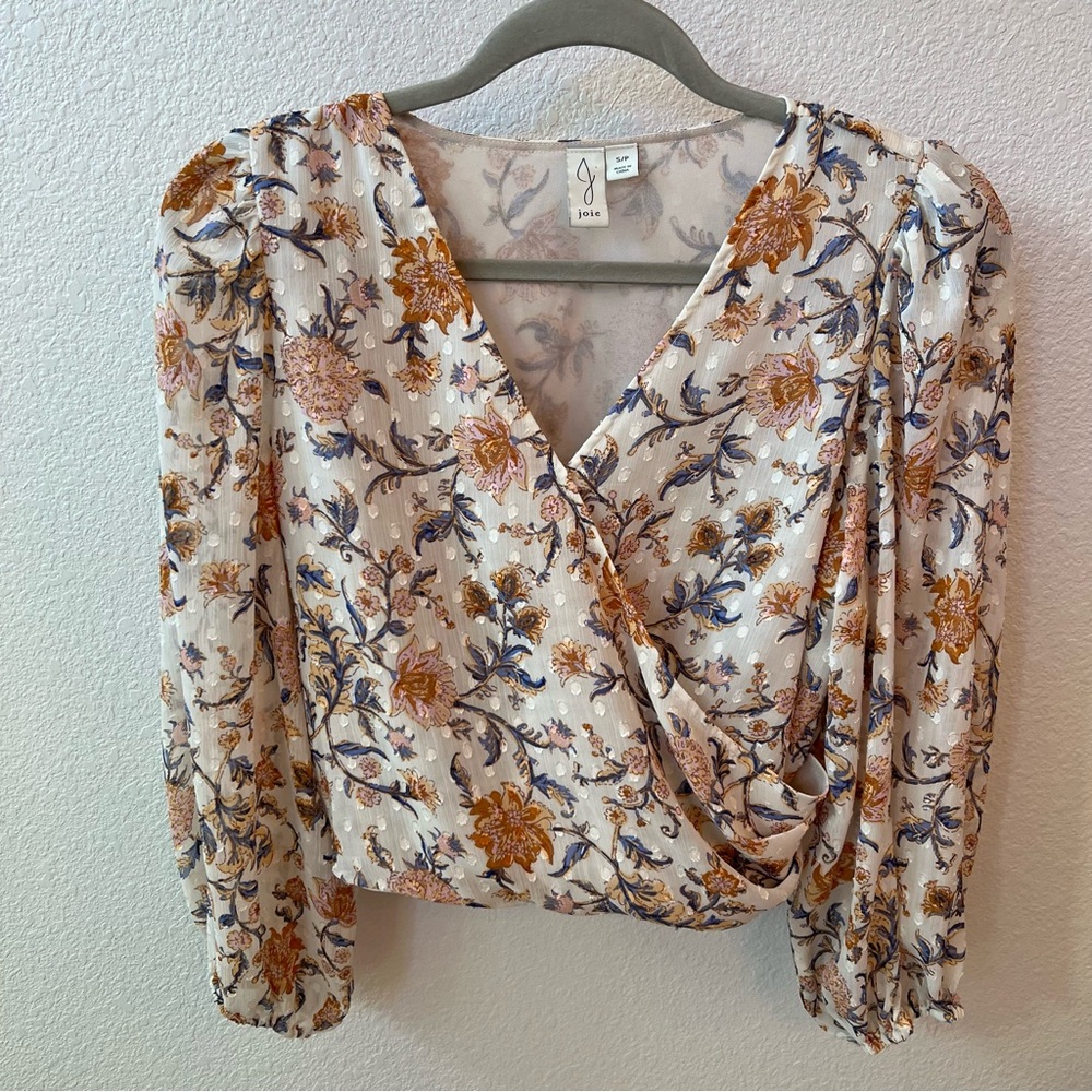 JOIE Floral Wrap Cropped Blouse